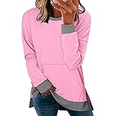 BETTE BOUTIK Womens Oversized Sweatshirt Crewneck Long Sleeve Tunic Pollover Shirt Side Slit Tunic Sweatshirt 2025