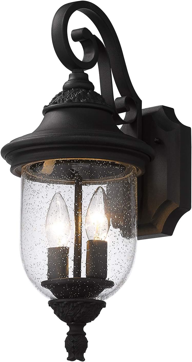 high end outdoor wall lights on Emliviar 18 5 Inch Outdoor Wall Lights For House Vintage Outdoor Wall Lantern In Black Finish With Seeded Glass De19104b1 Bk Amazon Com