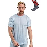 Merino Wool T-Shirt Mens - Merino Wool Undershirt Thermal Shirt for Men and Hiking Socks
