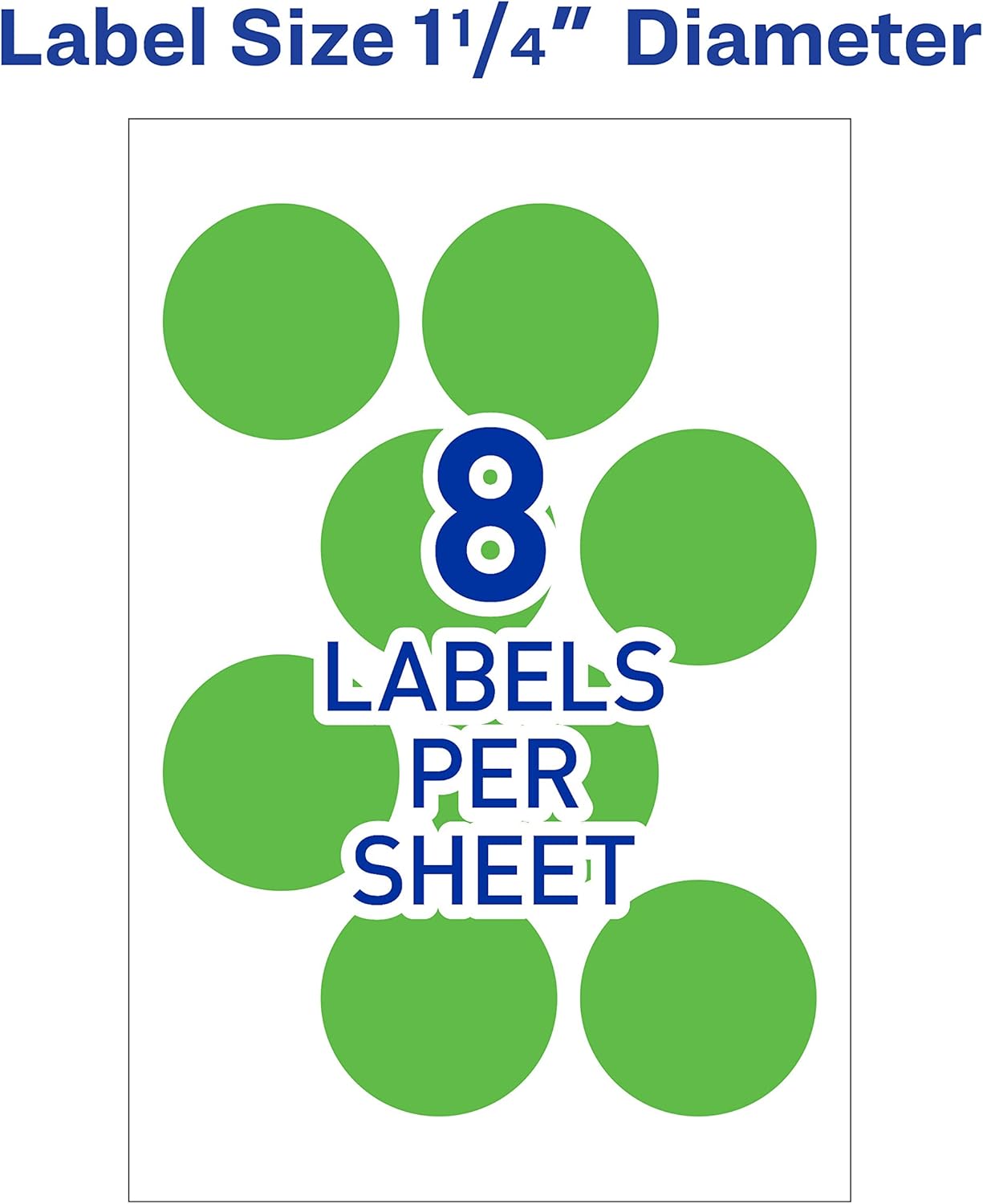 Avery 5498 Removable Print or Write Color Coding Labels for Laser Printers, 1-1/4" Round - Neon Green (Pack of 400) : Office Products