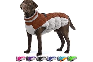 OUOBOB Large Dog Coat,XXLarge Dog Winter Coat,Waterproof Dog Jacket with Back Zipper,Extra Large Dog Coat,Warm Fleece,Dog Jac