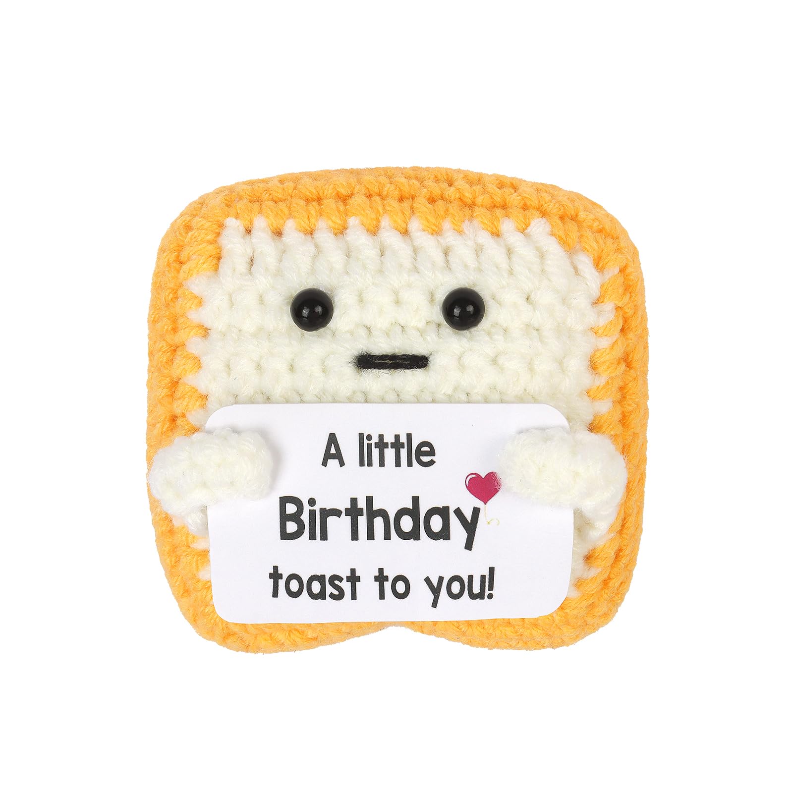 Paxory Funny Crochet Toast Birthday Gift for Women Crochet Doll Toast with Motivational Card, Handmade Emotional Support Crochet Positivity Gifts for Women Men Friends Birthday Motivational Presents