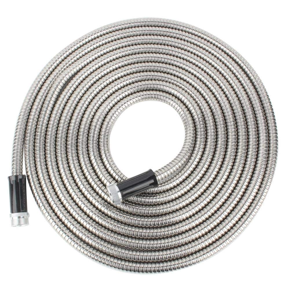 Metal Garden Water Hose, 304 Stainless Steel Garden Water Hose Non-kink Flexible Lightweight Metal Pipe(100FT)