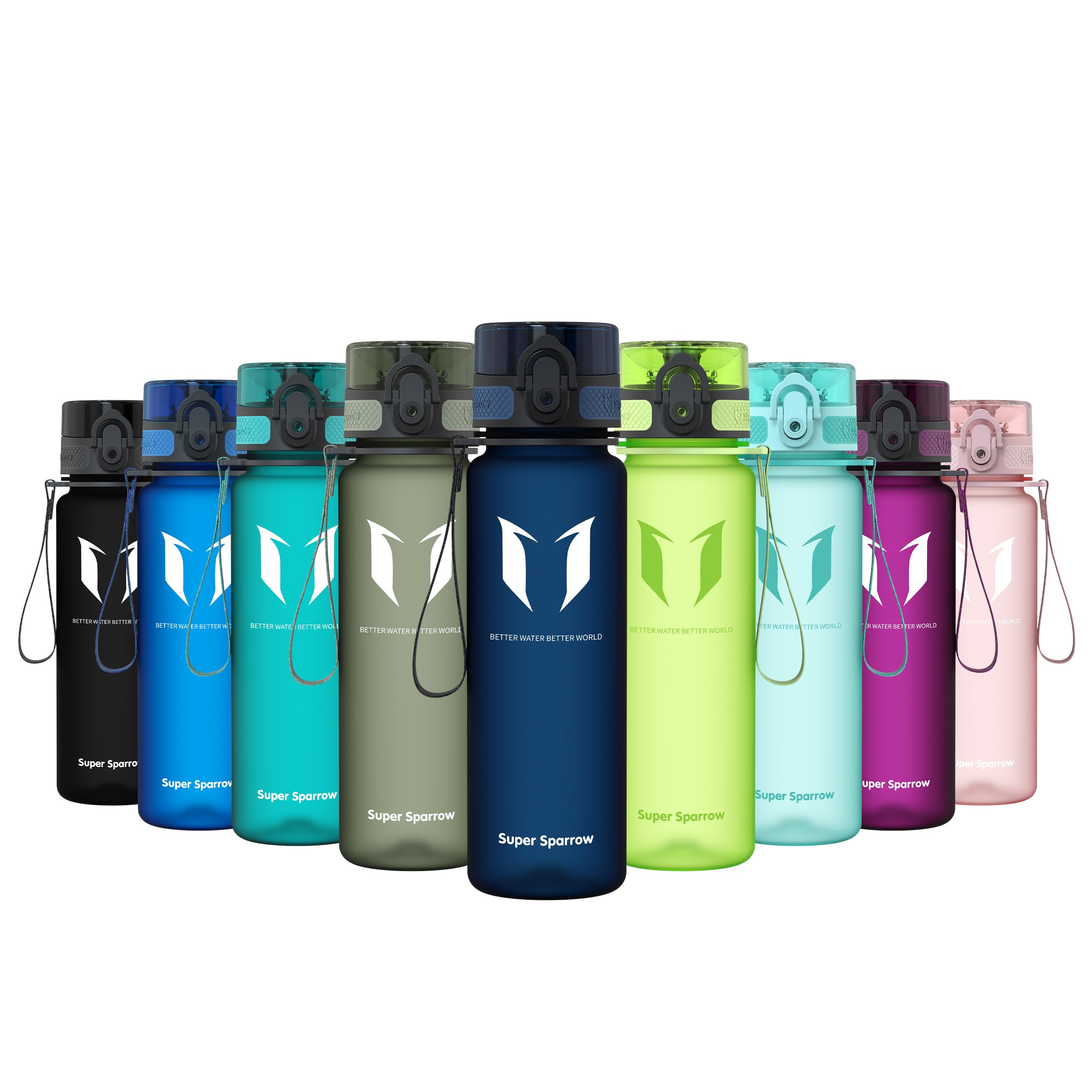 Super Sparrow Sports Water Bottle - 500ml - Non-Toxic BPA Free & Eco-Friendly Tritan Co-Polyester Plastic - For Running, Gym, Yoga, Outdoors and Camping
