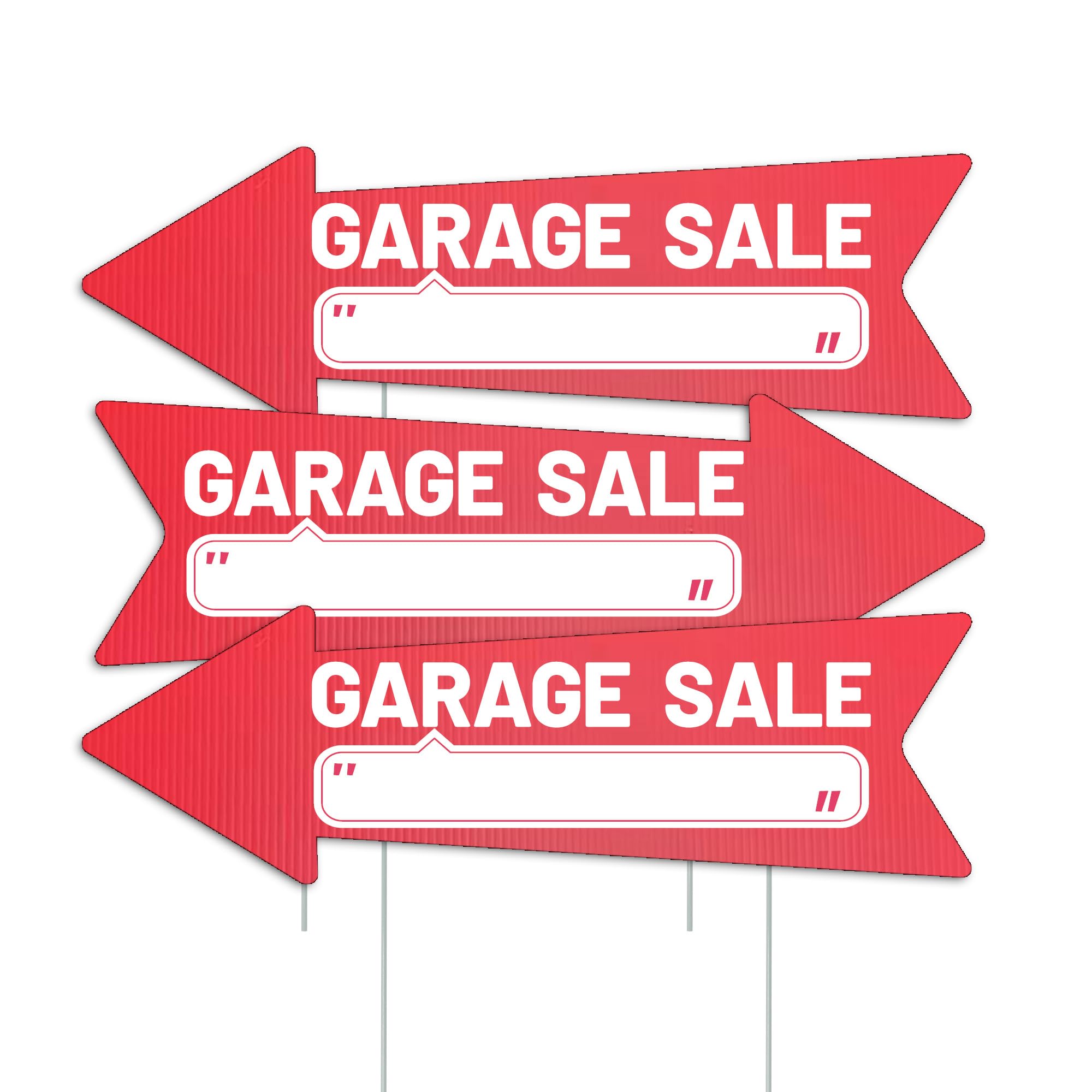 Photo 1 of ***(MISSING PARTS)***Garage Sale Sign Red Arrow with Stakes Waterproof Reusable Yard Sale Signs with Directional Arrows 16x5inch Double Sided Sale Sign Plastic Yard Sale Supplies (3)