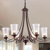 BEIOPBRN Oil Rubbed Bronze Chandeliers Antique Pendant Lights 6-Light for Kitchen Island 47.2" Max Height Adjustable Vintage Brown Ceiling Chandeliers for Dinging Room Foyer Staircase