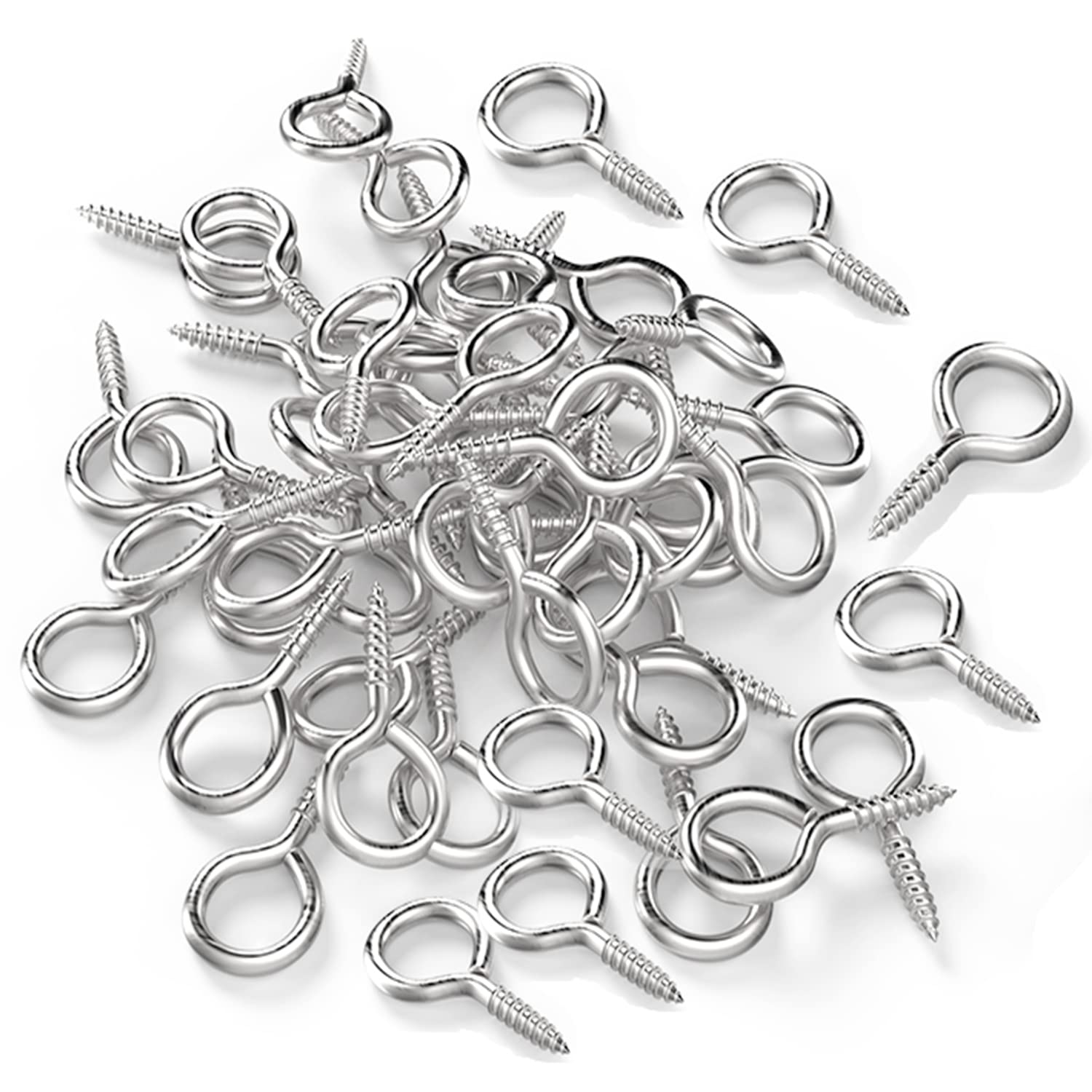 Photo 1 of Axe Sickle Silver 1 inch Screw Eyes Metal Eye Hooks Small Eyelet Screws, 100 Pcs