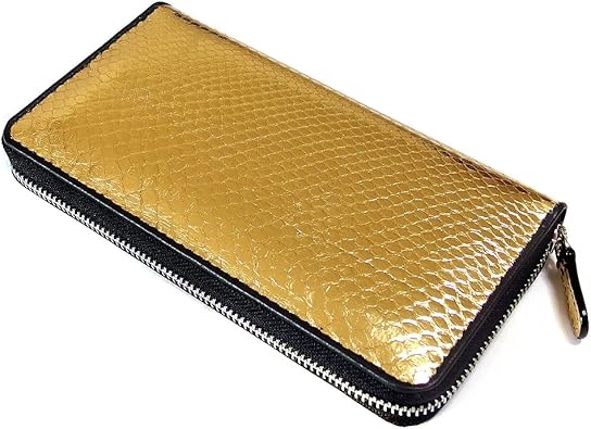 Amazon Eversoul エヴァーソウル ゴールド パイソン ロングウォレット 長財布 メンズ 本革 パイソン ヘビ 蛇 革 財布 ラウンドファスナー 金 金箔 ゴールド Eversoul エヴァーソウル 財布