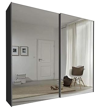 Schlafzimmer Komet Black Mirror Sliding Door Wardrobe 202cm