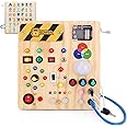 Iabedi Busy Board,Montessori Toys for 1-3 Years Old, Wooden Toddler Toys, Autism Sensory Travel Toy, Ideal Gift for 1+ Year Old Boys (Busy Board v4)