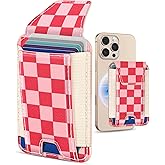 Shorogyt Compatible with Magsafe Wallet for Women - Phone Wallets for Magnetic Card Holder Mag Rfid Grid for iPhone 17/16/15/14/13/12 Series Cute with Elastic and Flap Cover, Fit 7 Cards