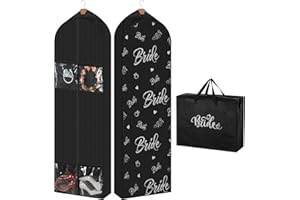 Ribbonlic 2 Packs 70" Wedding Dress Garment Bag with 8" Wedding Garment Gusseted Tote Bag for Storage and Travel Prom