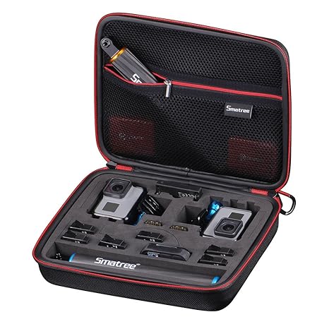 Smatree Smacase G260sl Tasche für Gopro Hero7/Hero2018/6/ 5/4/3/3+,Schwarz&Rot(Kamera und Zubehör nicht enthalten)