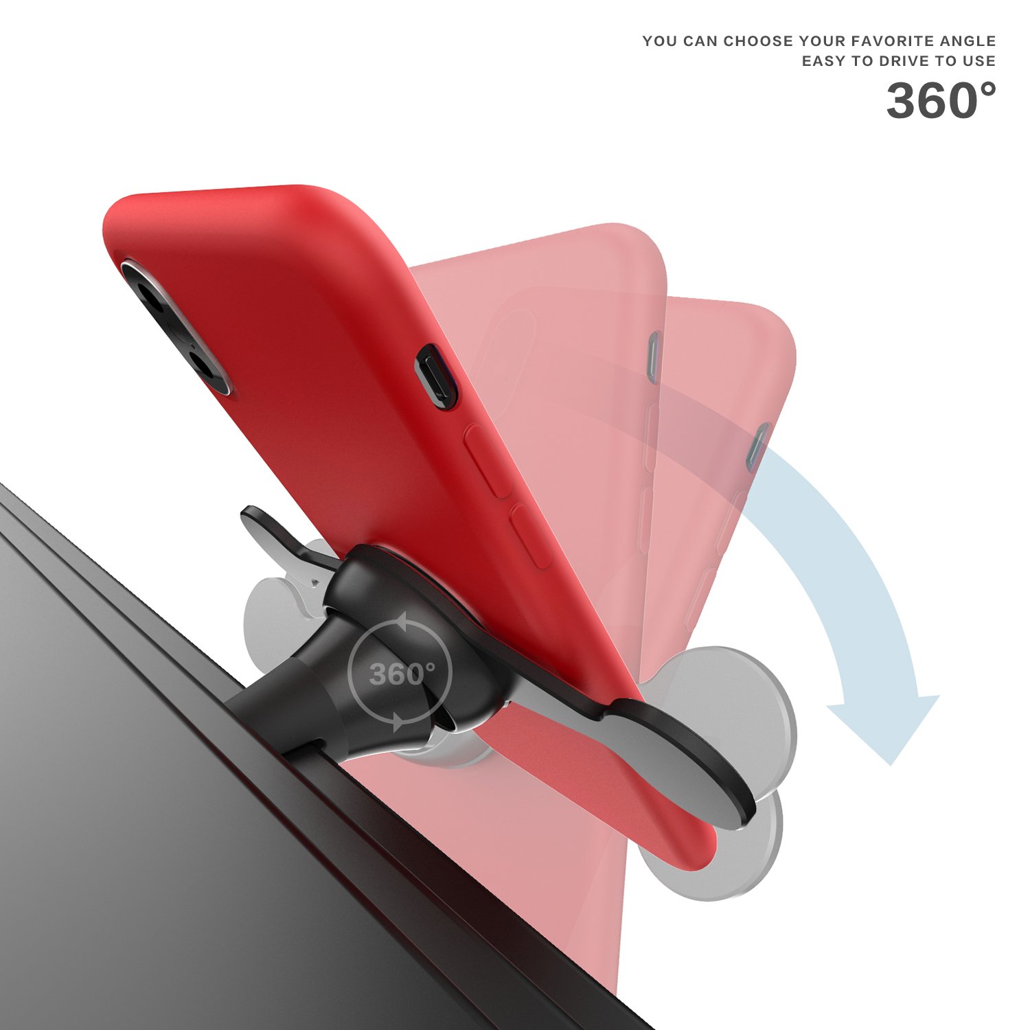 Magnetic Car Mount Holder, MeanLove Universal Air Vent 360°Rotation Magnetic Cell Phone Holder for iPhone X 8 Plus 7 6s 5s 5 SE, Galaxy S8 S7 Edge S6 Edge Note 8 with 2 Metal Plates (Black)