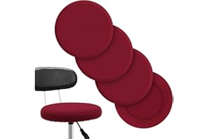 Tatuo Round Bar Stool Seat Covers Washable Stool Cushion Slipcover Elastic Bar Chair Covers for 14-17 Inch Chair (Red, 4 Pieces)