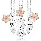 YEEQIN 3PCs Mother Daughter Necklace Set, Big Sis Lil Sis Mom Jewelry Gift Heart Necklace Gifts for Mother Daughters