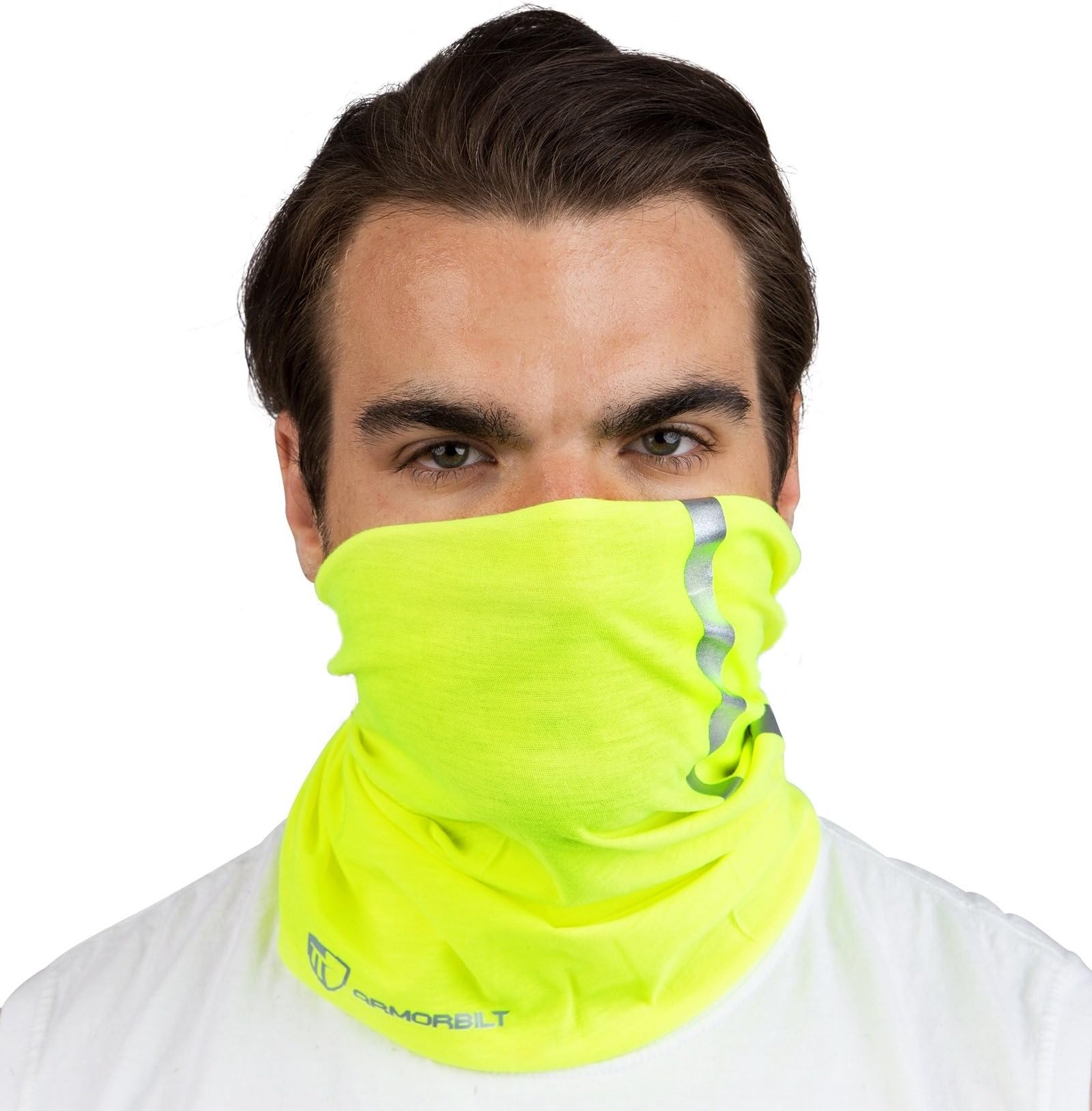 Armorbilt High Visibility Reflective Safety Face Clothing - Neck Gaiter, Bandana Dust Mask, Sun Shade Shield, Multifunctional Headwear (Yellow)