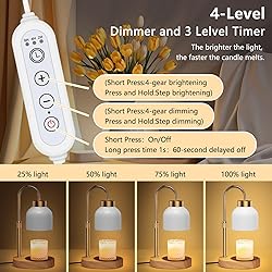 Candle Warmer Lamp, with Timer Dimmer, Height and