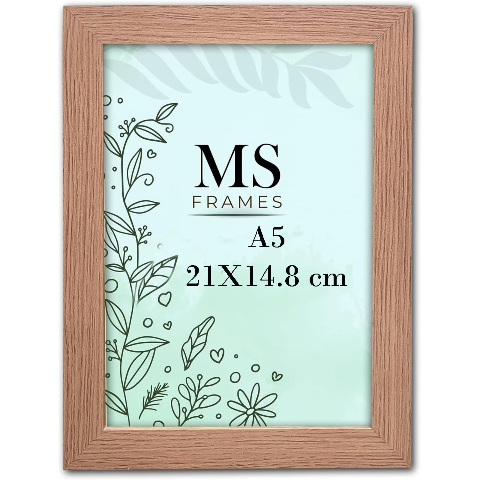 AI Decor A5 Oak Picture Frames (8.3 x 5.8 Inch) Poster Frame - Clear Acrylic Display Poster MDF Wooden Portrait/Panoramic - Flat Wall Mount Hang Hooks & Free Tabletop Stand (21 x 14.8 cm)