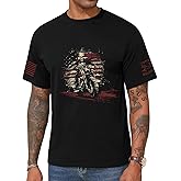 KESIHAN Mens Graphic Tees USA American Flag Skull Patriotic Shirt Vintage Graphic Casual Tee Top for Men