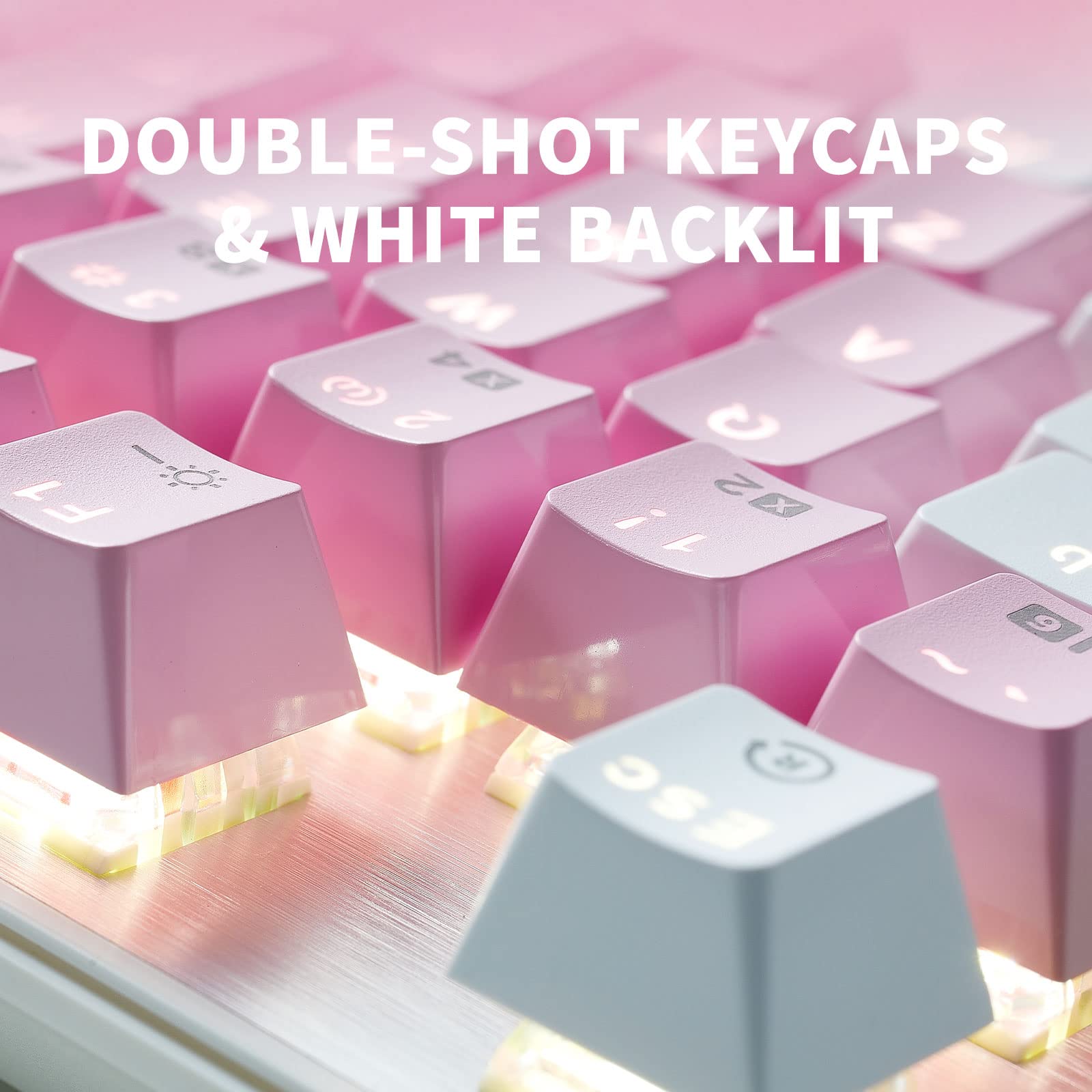 Hexgears GK715 Mechanical Gaming Keyboard, 104 Keys Full Size Wired Computer Keyboard, Hot Swappable Kailh Box Switches, ABS Keycaps, White Backlit Gaming Keyboard for PC/Laptop