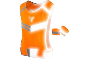 247 Viz Running Reflective Vest with Inside Pocket and 2 Bands, High Visibility Reflective Running Gear Safety Vest Straps for Men Women Kids for Night Running Walking Cycling