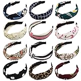 Knotted Headbands, Fascigirl 12PCS Twist Cross Knot Bowknot Cloth Hair Bands Tur