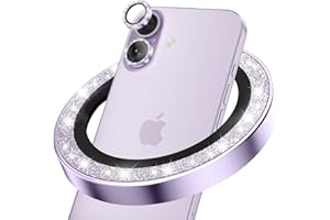 CloudValley for iPhone 17 Glitter Camera Lens Protector, Bling Ultra-HD Tempered Glass Cover with Metal Ring, Sparkly Anti-Sc