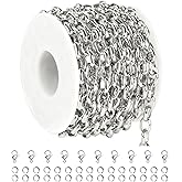 UMAOKANG 16.4 Feet Stainless Steel Jewelry Making Chain Oval Chains Bulk with Jewelry Findings Men and Women Necklace DIY