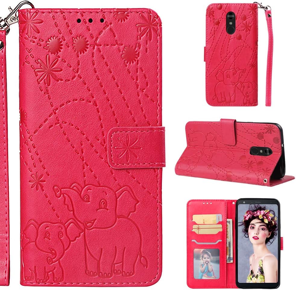 Best lg stylo 4 case kickstand flip pu wallet leather wrist strap