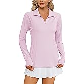 LOMON Women Long Sleeve Shirts Sun Protection 1/4 Zip Summer Quick Dry Hiking Shirts Quarter Zip Pullover for Women