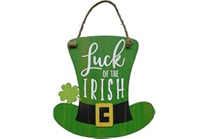 NIKKY HOME St. Patrick's Day Decoration Door Sign Welcome Green Top Hat Shamrock Clover Hanging Wood Decor for St Patrick's Day Party, 12 x 12 Inches