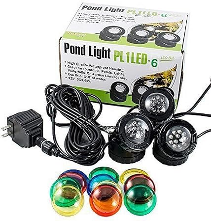 jebao 12 luces led sumergibles para estanque para fuente de agua estanque de peces jardin de agua 3 piezas