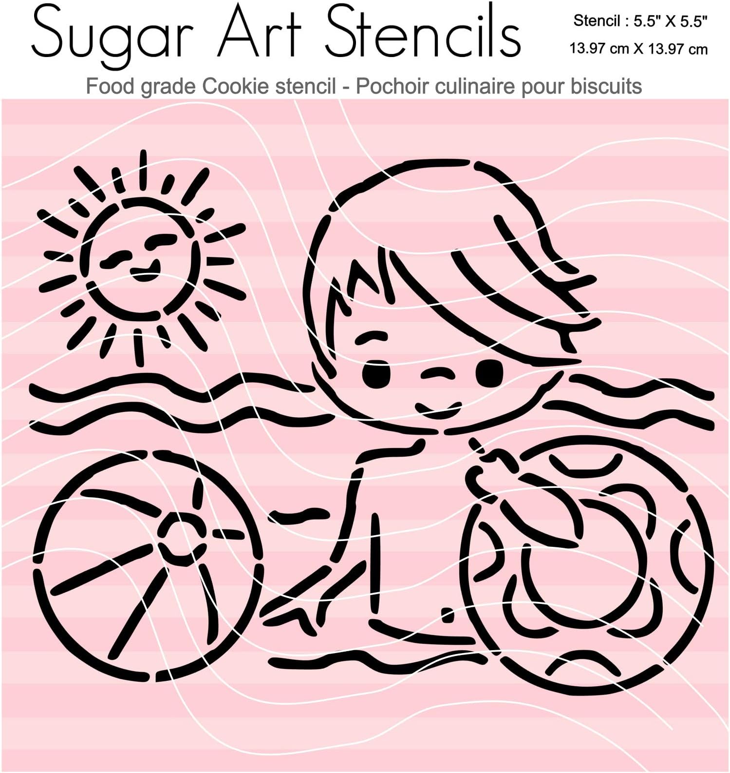 Summer pool party boy PYO cookie stencil NB900753