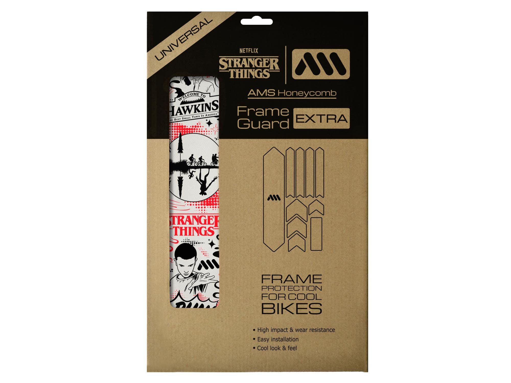 All Mountain Style AMS High Impact Frame Guard Extra – Protects your bike from scratches and dings, Stranger Things UpsideDown Black