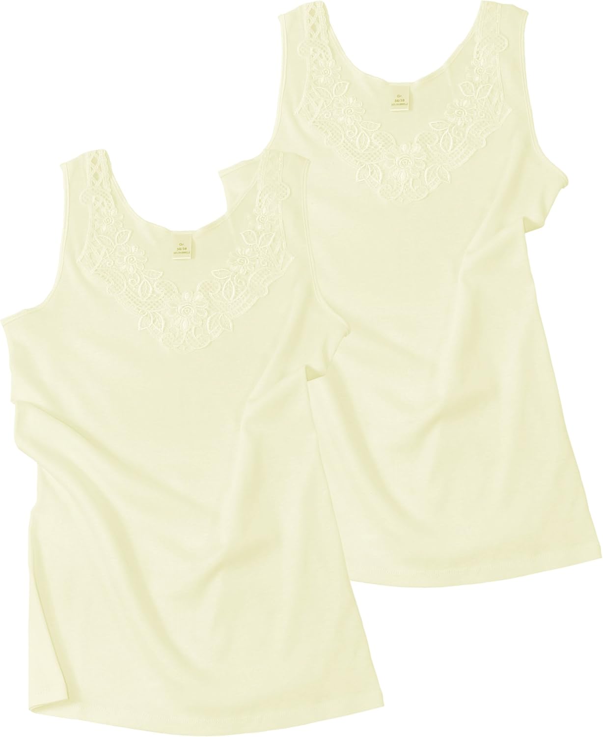 Yenita Women's Cotton Camisole Undershirt with Lace (Pack of 2) 100