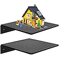 Taladad 2 Pack Display Shelves for Building Bricks,Display Case Compatible with All Toy Block Brands -Acrylic Floating Shelf Display with Brick Building Baseplate, Figure Display Cabinet Wall Mount