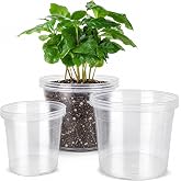 6/8/10 Inch Clear Nursery Pots with Drainage, Plastic Pots for Plants | 12 Pack | Large Size | Plant Pot Insert | Ideal Seedling Pots and Plant Pots for Vegetables, Orchids, Aloe | Root Visibility