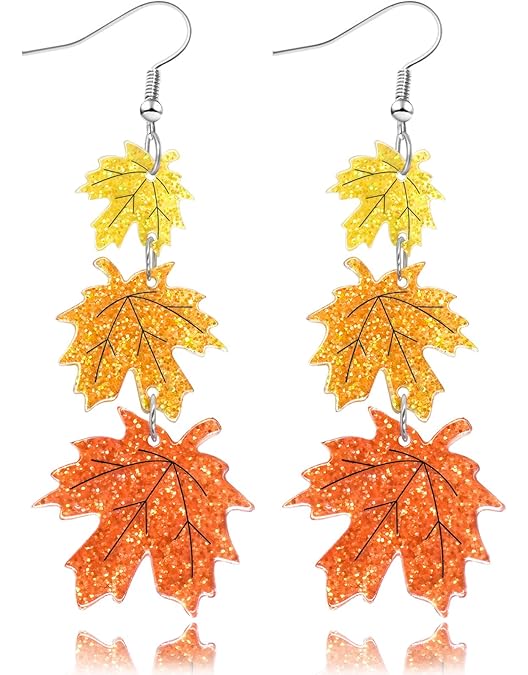 Handmade Wood Leaf Dangle Earrings - Colorful Bohemian Feather Hook Earrings For Women