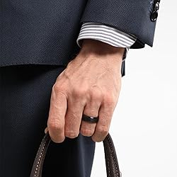 TRUMIUM Black Rings for Men Women Tungsten Carbide
