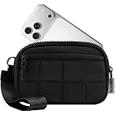 Dadanism Wristlet Wallets for Women, RFID Blocking Wristlet Phone Wallet, Quilted Credit Card Holder with Detachable Wrist Strap & 3 Zipper Pockets, Card Organizer Bag for Travel, Black