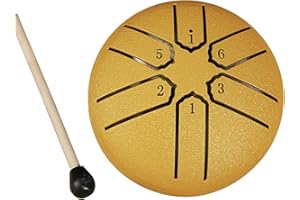 FLORTEEN Rain Drum for Outside Garden, Steel Tongue Drum Rain Chime, Outside Musical Rain Drum for Garden, Mini Handpan Drum 3 Inches 6 Notes for Meditation, Prenatal Music Education (Gold)