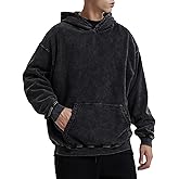 Wrenpies Oversized Acid Wash Vintage Hoodie Men Cotton Heavyweight Baggy Trendy Streetwear Hooded Sweatshirt Basic Pullover