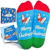 HAPPYPOP Funny Christmas Socks - Unisex Merry Animal Xmas Gifts for Adult & Kids with Card