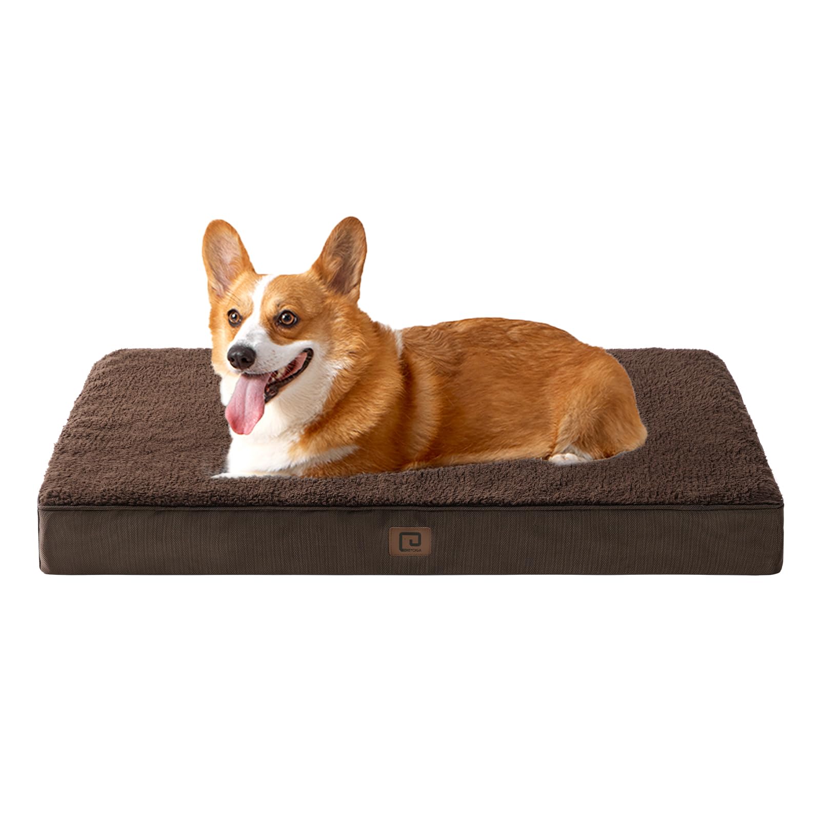 EHEYCIGA Orthopedic Dog Beds Large Mattress with Removable Washable Cover for Crate, Brown, 89x58x9cm — image 1