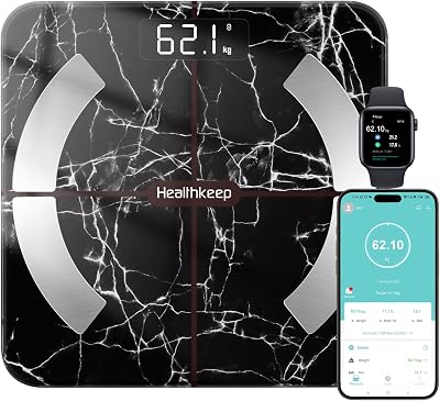 Healthkeep Scales Body Weight with App 13 Metrics Bluetooth iOS Android Black