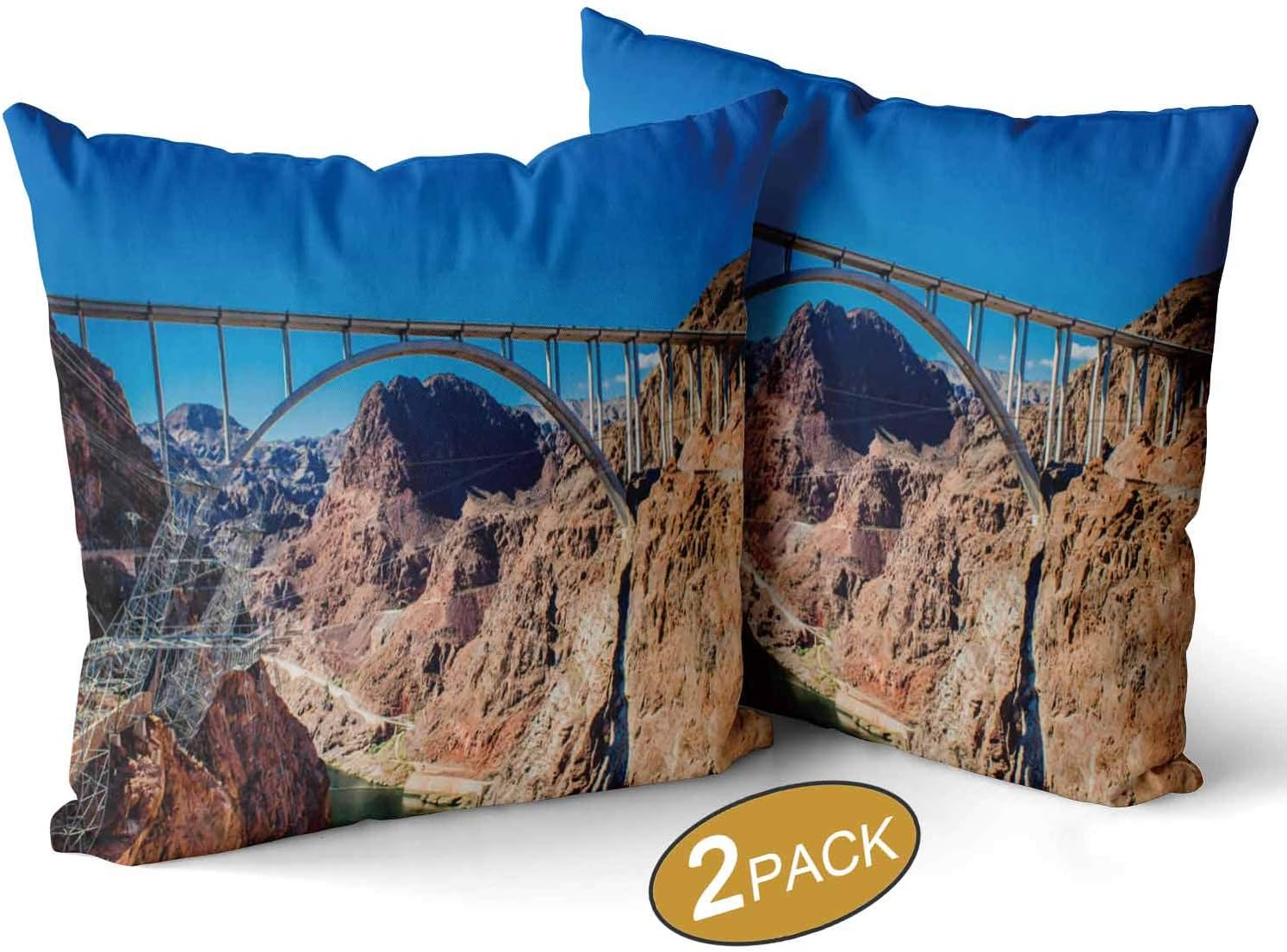 Nine City Mike ocallaghanu2013pat Tillman Memorial Bridge Between Nevada and Arizona in Front of The Hoover Dam,Throw Pillow Cushion Cover Cushion Couch Cover Pillow Covers Set of 2 14" X 14"