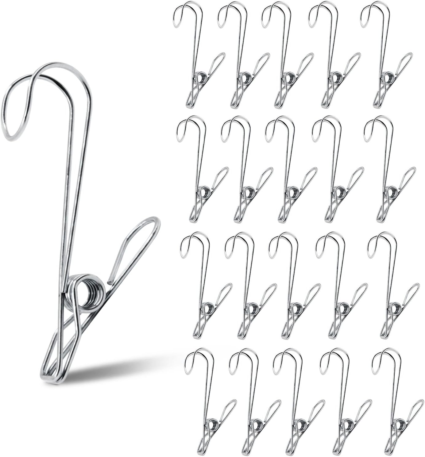 TSJ-STORE 20 Pack Laundry Hooks Clothes Pins Hanging Clips Metal Baby Delicate Item Hanger Rack Office Home Travel Portable