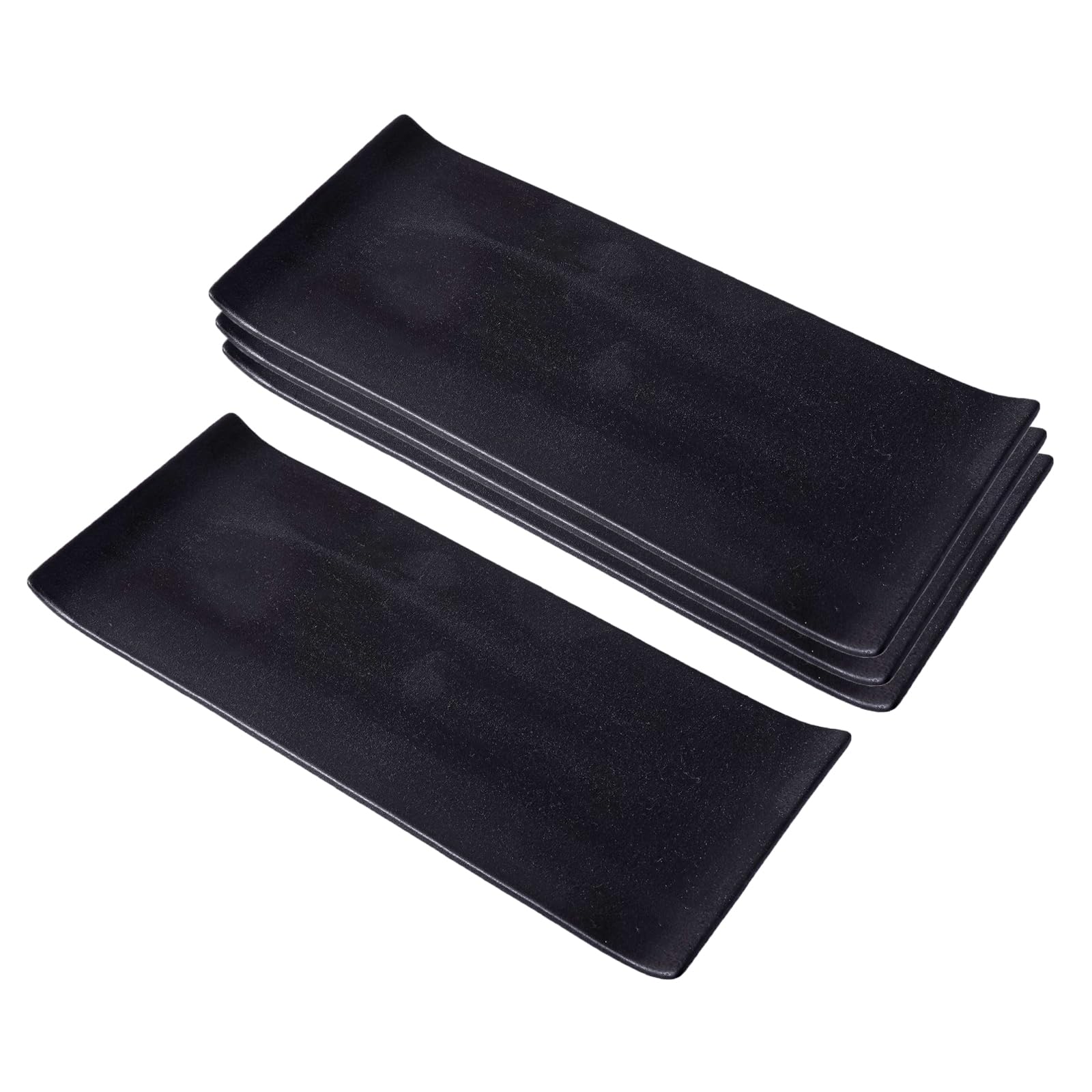 Photo 1 of DealbyBox 12" Rectangular Plates - Long Serving Trays for Sushi, Pasta, Chips, Appetizer, Cake - Ceramic Rectangle Platter for Party, Restaurant, Banquet (4Pack, Matte Black)
