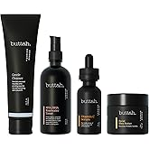 Buttah Skin Supreme Kit for Melanin Rich Skin | Facial Shea Butter 2 oz | Vitamin C Serum 1 oz | Cleanser 3.4 oz | Rosewater Toner 3.4 oz | Black Owned Skincare
